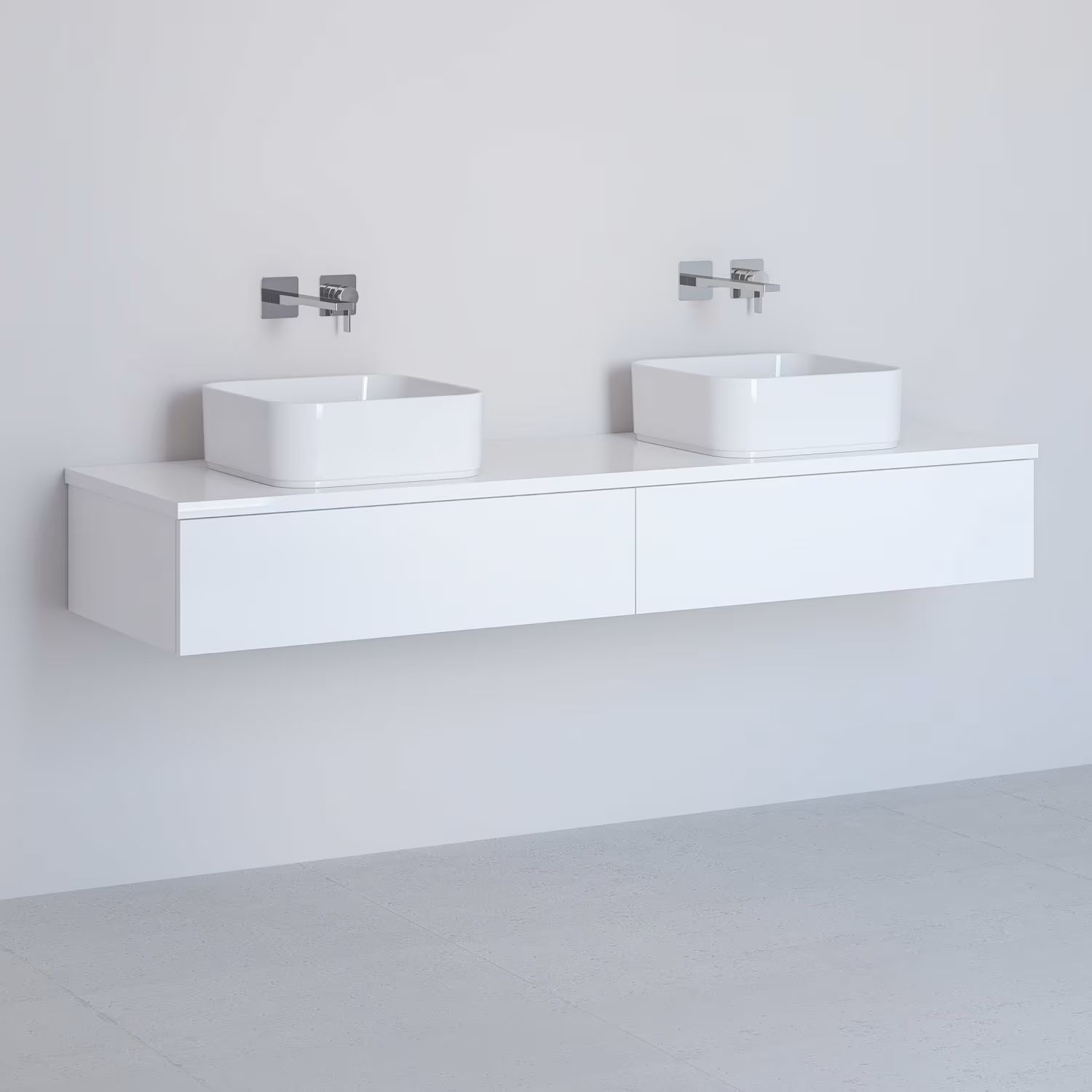 Darmowa Dostawa - Szafka z blatem 161x48.7x23.5 cm podumywalkowa wisząca biała Kronenbach Cube KBWTKOWT1612WH