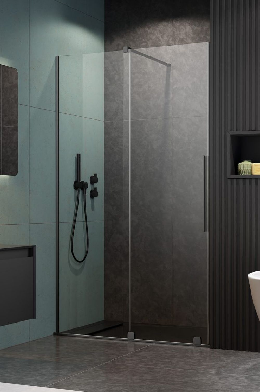 Darmowa Dostawa - Drzwi prysznicowe 82.2 cm rozsuwane szczotkowany/szkło przezroczyste Radaway Furo GunMetal DWJ 101078229201R