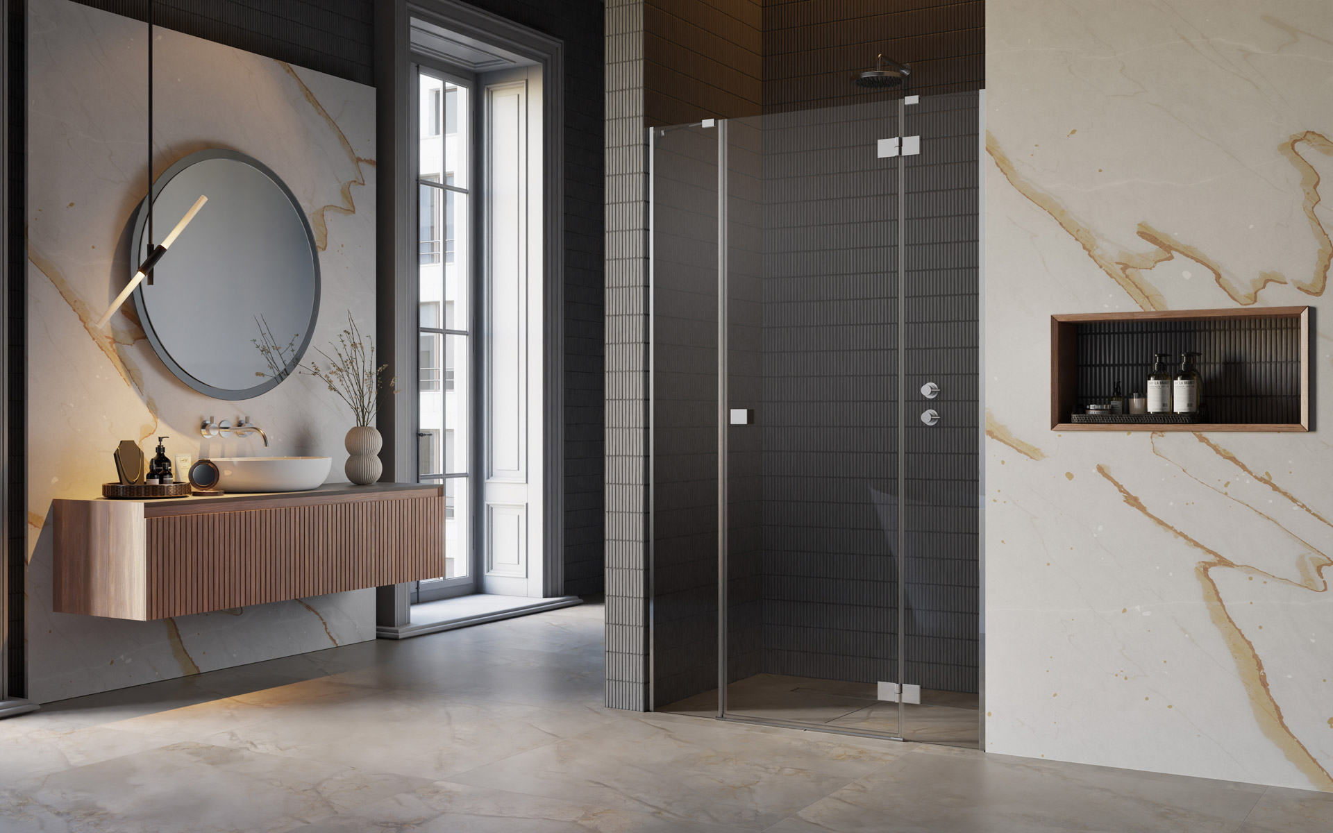 Darmowa Dostawa - Drzwi prysznicowe 70.5 cm uchylne do wnęki Radaway Essenza New DWJS 13850320101R