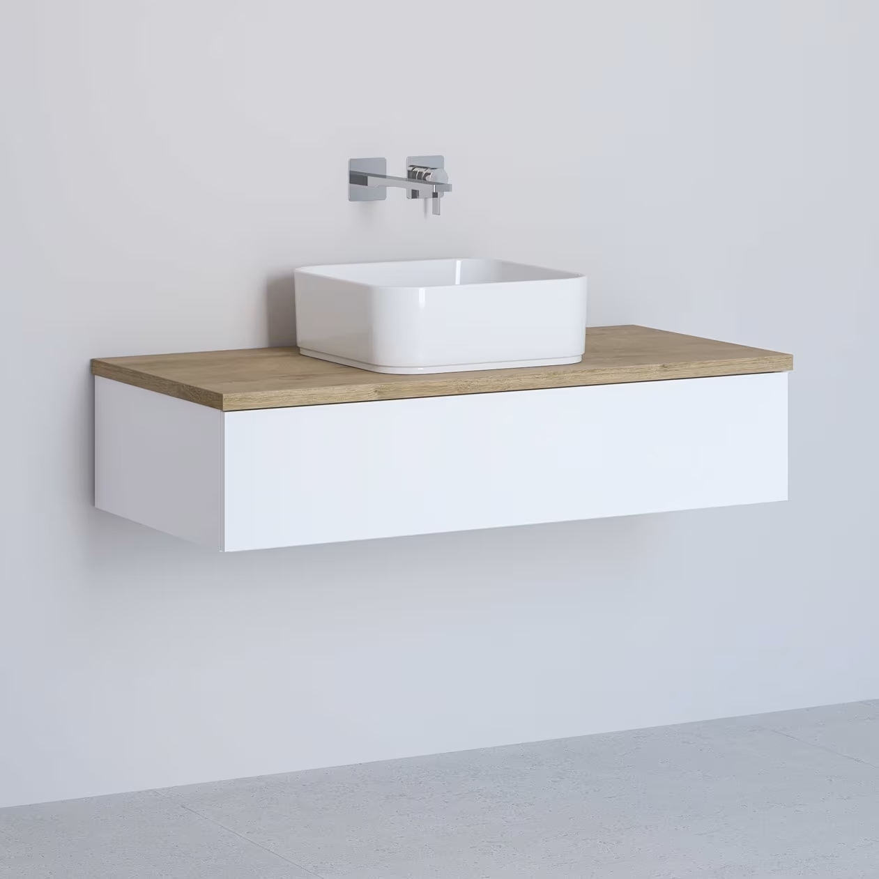 Darmowa Dostawa - Szafka z blatem 101x48.7x23.5 cm podumywalkowa wisząca biała-dąb Kronenbach Cube KBWTKOWTL1011WHGH