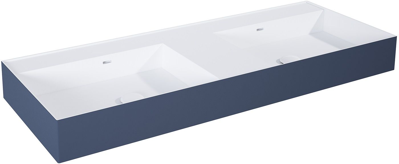 Darmowa Dostawa - Umywalka 120.5x45.5 cm prostokątna ścienna-podwójna biała-niebieska Elita Level RE041461246210
