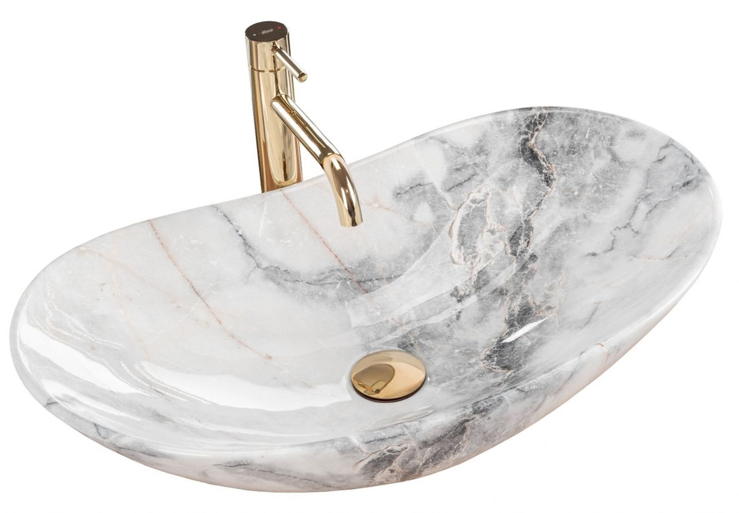 Darmowa Dostawa - Umywalka 62x36 cm owalna szary/kamień Rea Royal REAU8596