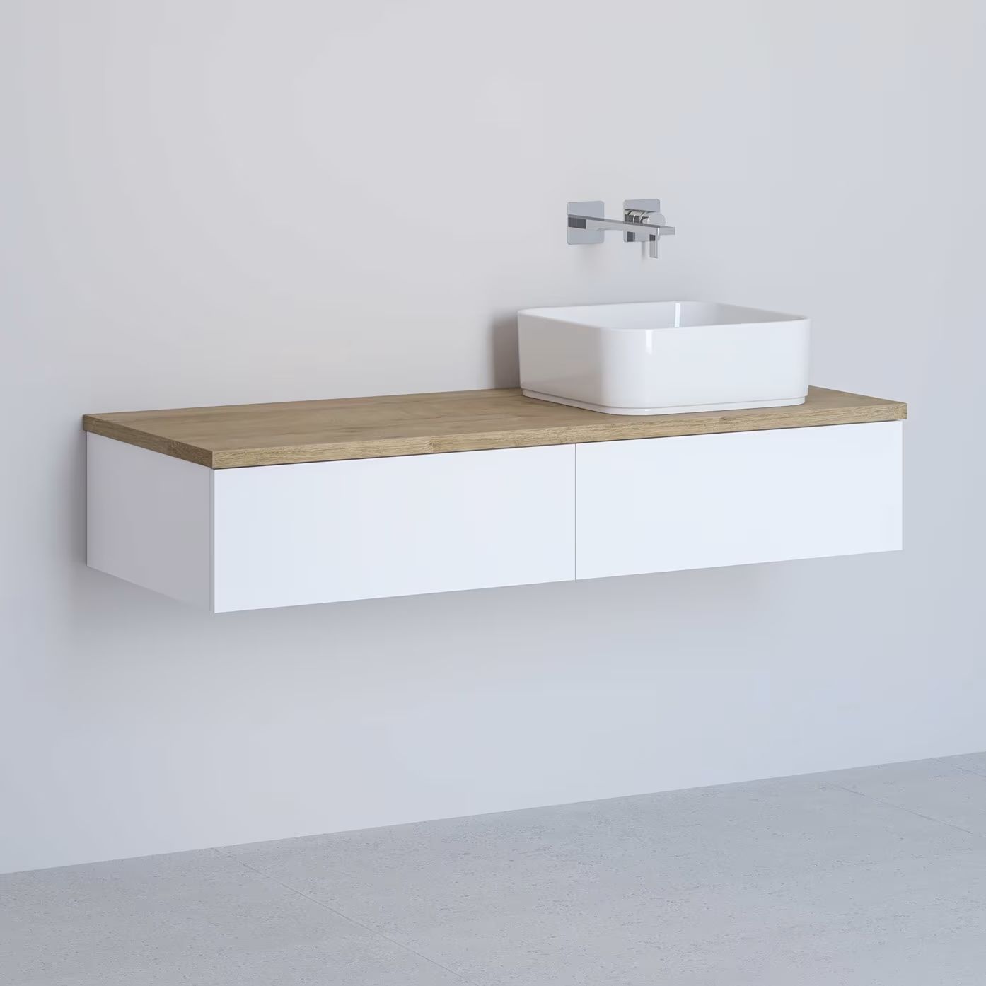 Darmowa Dostawa - Szafka z blatem 121x48.7x23.5 cm podumywalkowa wisząca biała-dąb Kronenbach Cube KBWTKOWTL1212WHGH