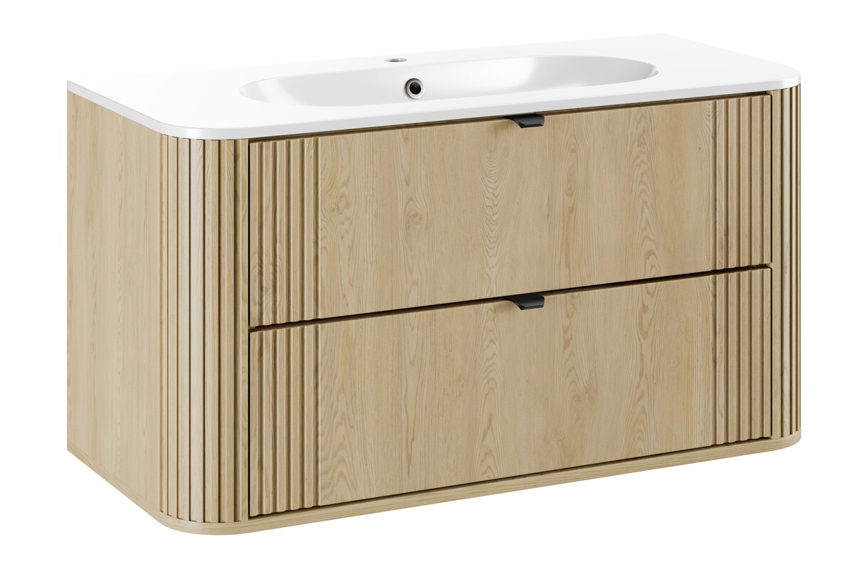 Darmowa Dostawa - Umywalka z szafką 100 cm dąb Comad Ovalia Cremona SETOVC100CMUMPURE