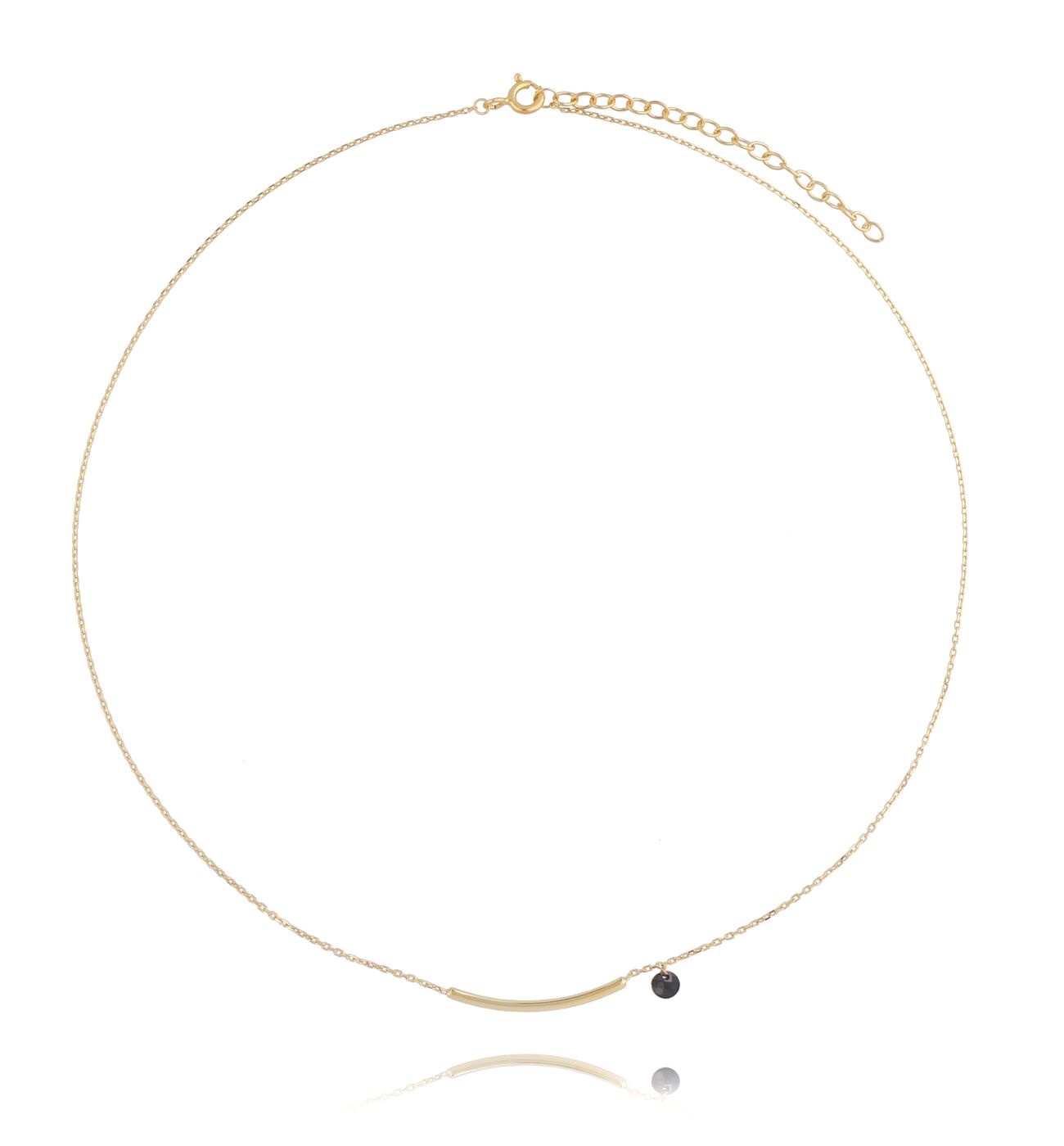 Naszyjnik pozłacany z ozdobną aplikacją i czarnym kryształkiem Tamara NSE0109