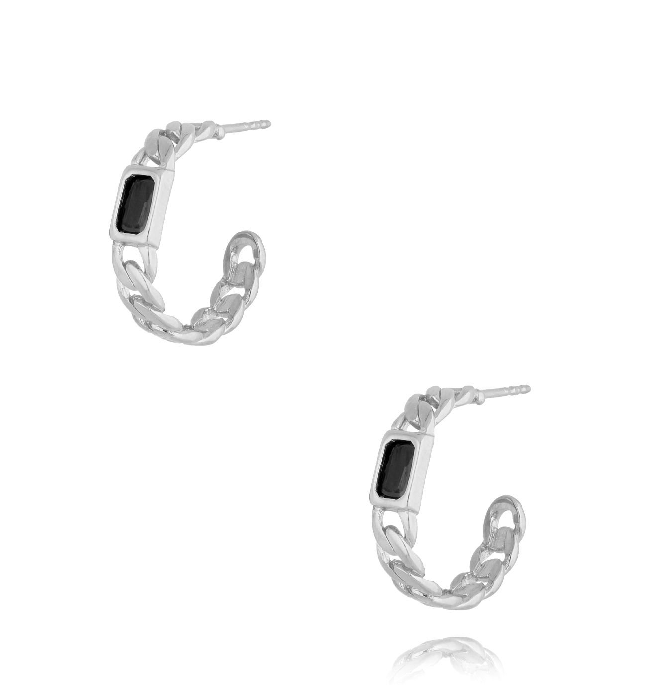 Kolczyki srebrne okrągłe z czarnymi kryształkami Chicca - By Dziubeka