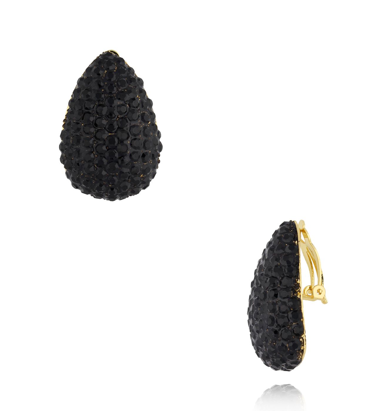 Klipsy czarne z kryształkami duże KSS1969