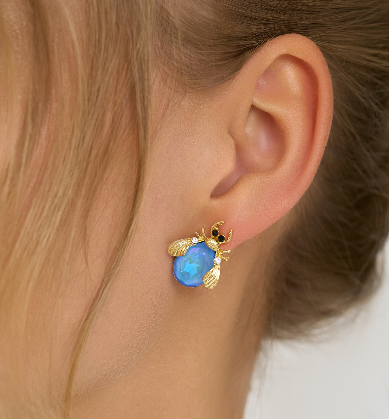 Kolczyki z błękitnymi owadami Midnight KMI0305