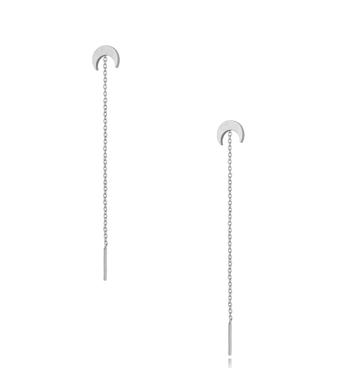 Kolczyki srebrne wiszące Long Moon - By Dziubeka