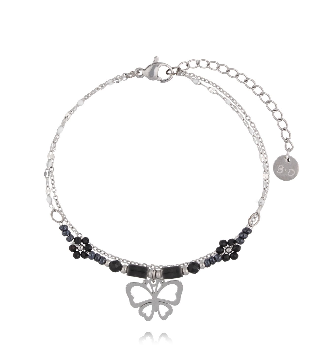 Bransoletka z turmalinem z zawieszką motyla BSY0533