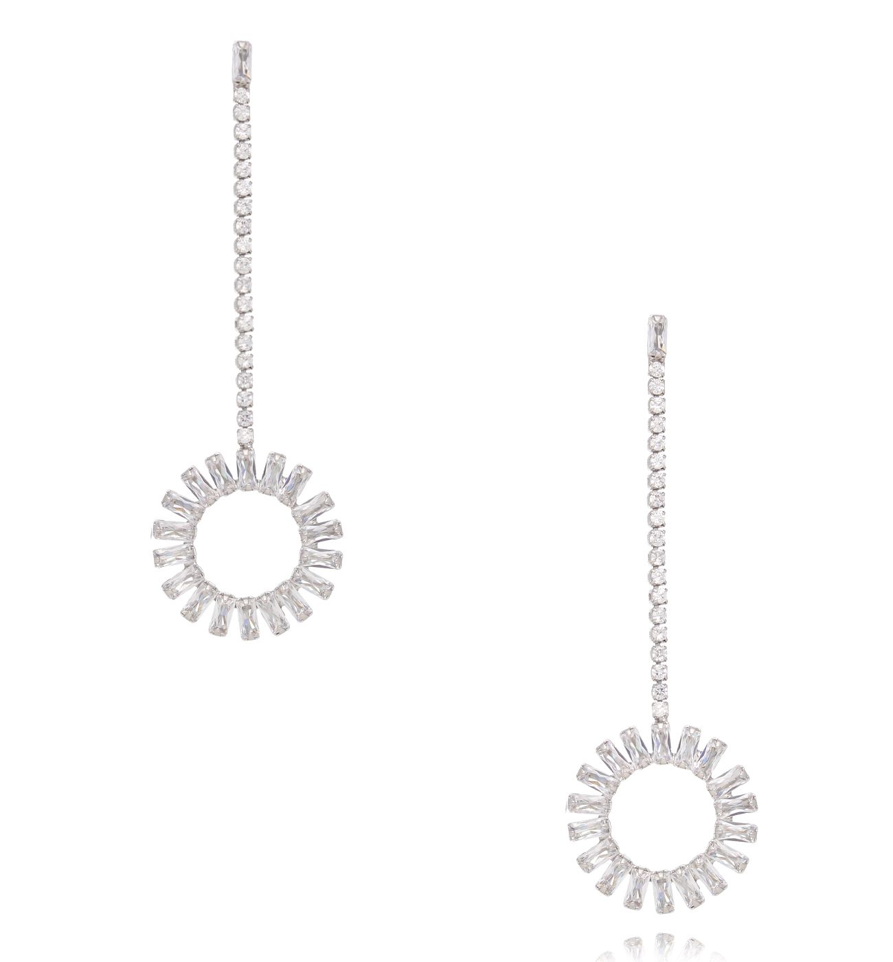 Kolczyki srebrne wiszące z kryształowym kołem - By Dziubeka