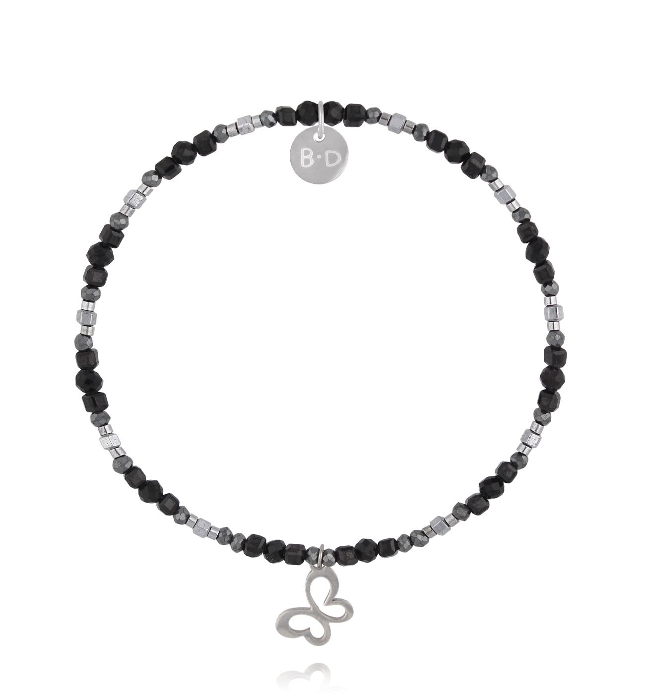 Bransoletka z hematytami i motylkiem - By Dziubeka