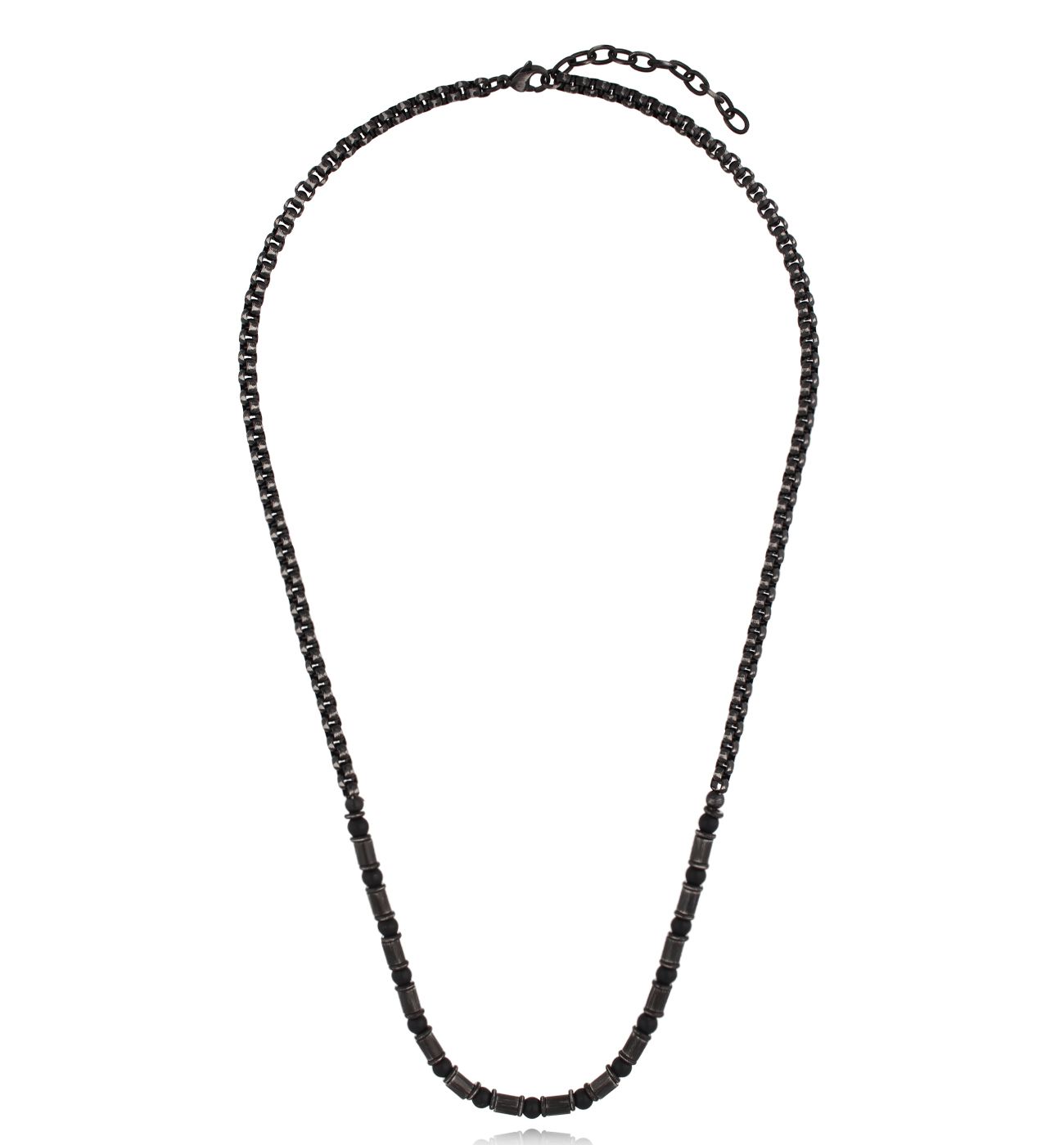 Naszyjnik męski z łańcuchem i agatami - By Dziubeka