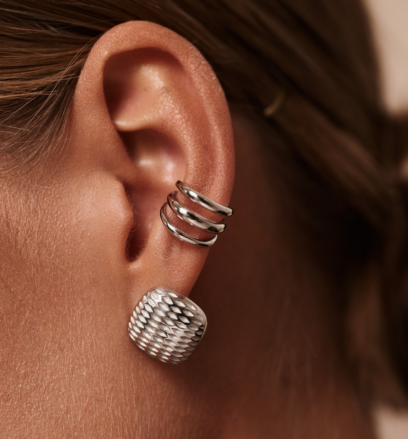 Nausznice srebrne potrójne KSY0468 - By Dziubeka