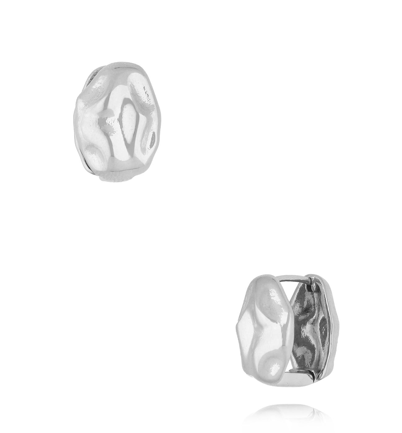 Kolczyki gniecione owalne srebrne - By Dziubeka