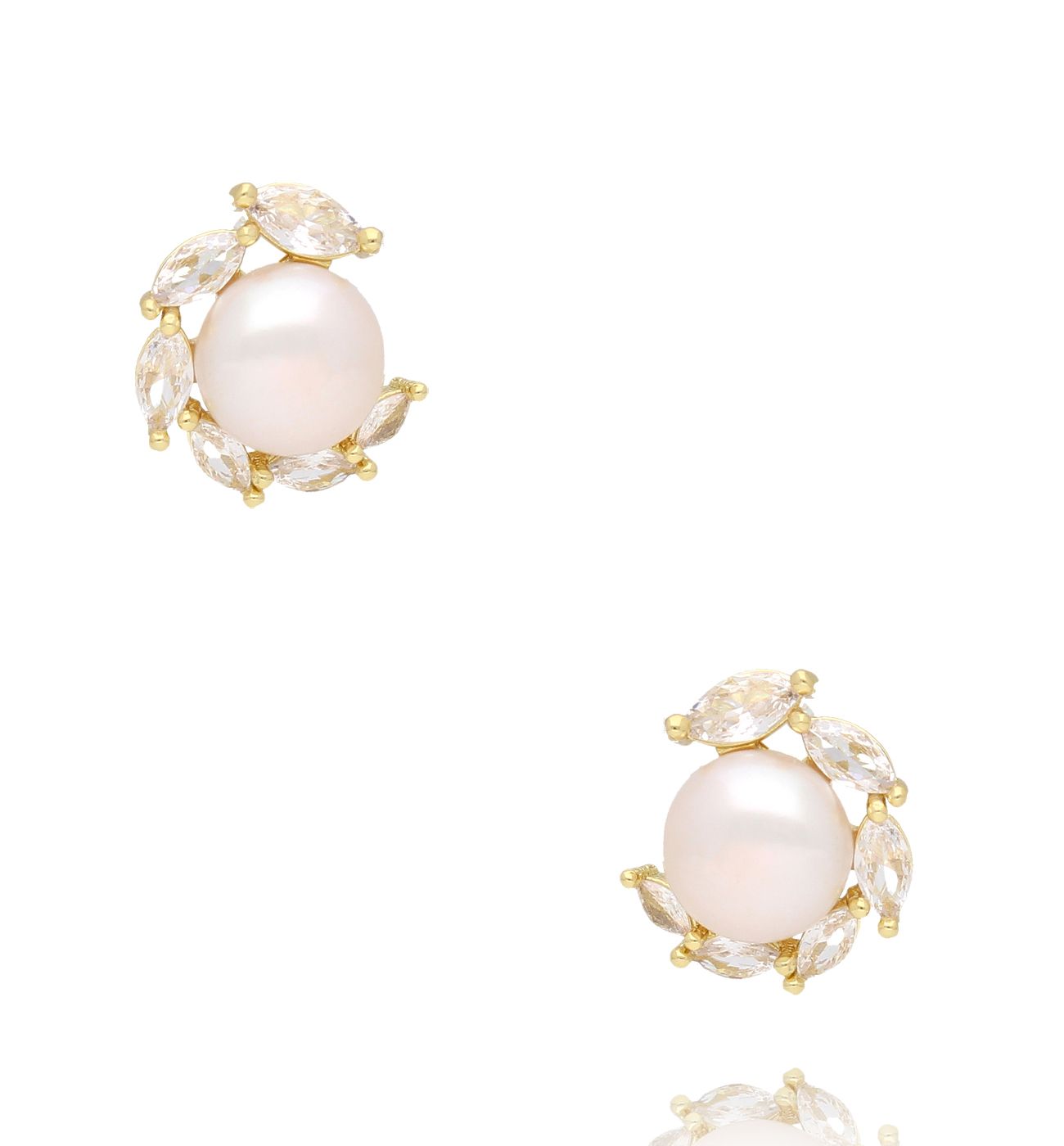 Kolczyki złote z perłami i kryształkami Tesoro KPE0110