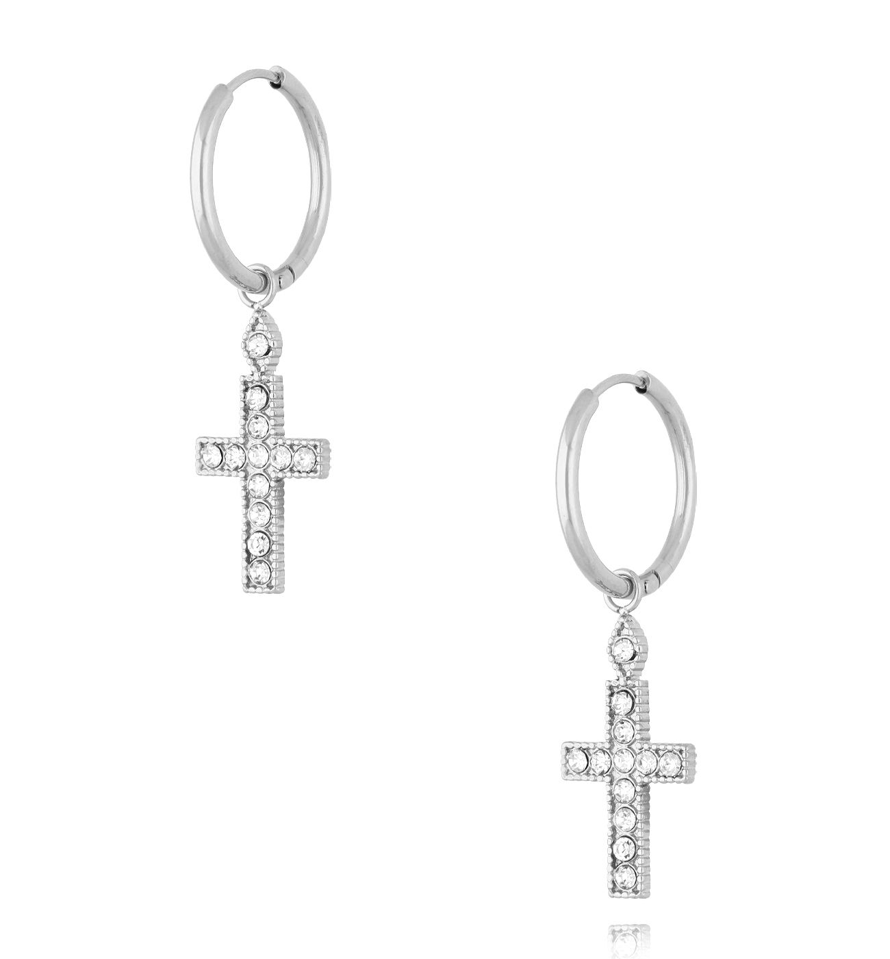Kolczyki z krzyżykami z cyrkoniami srebrne Classy KSA2050