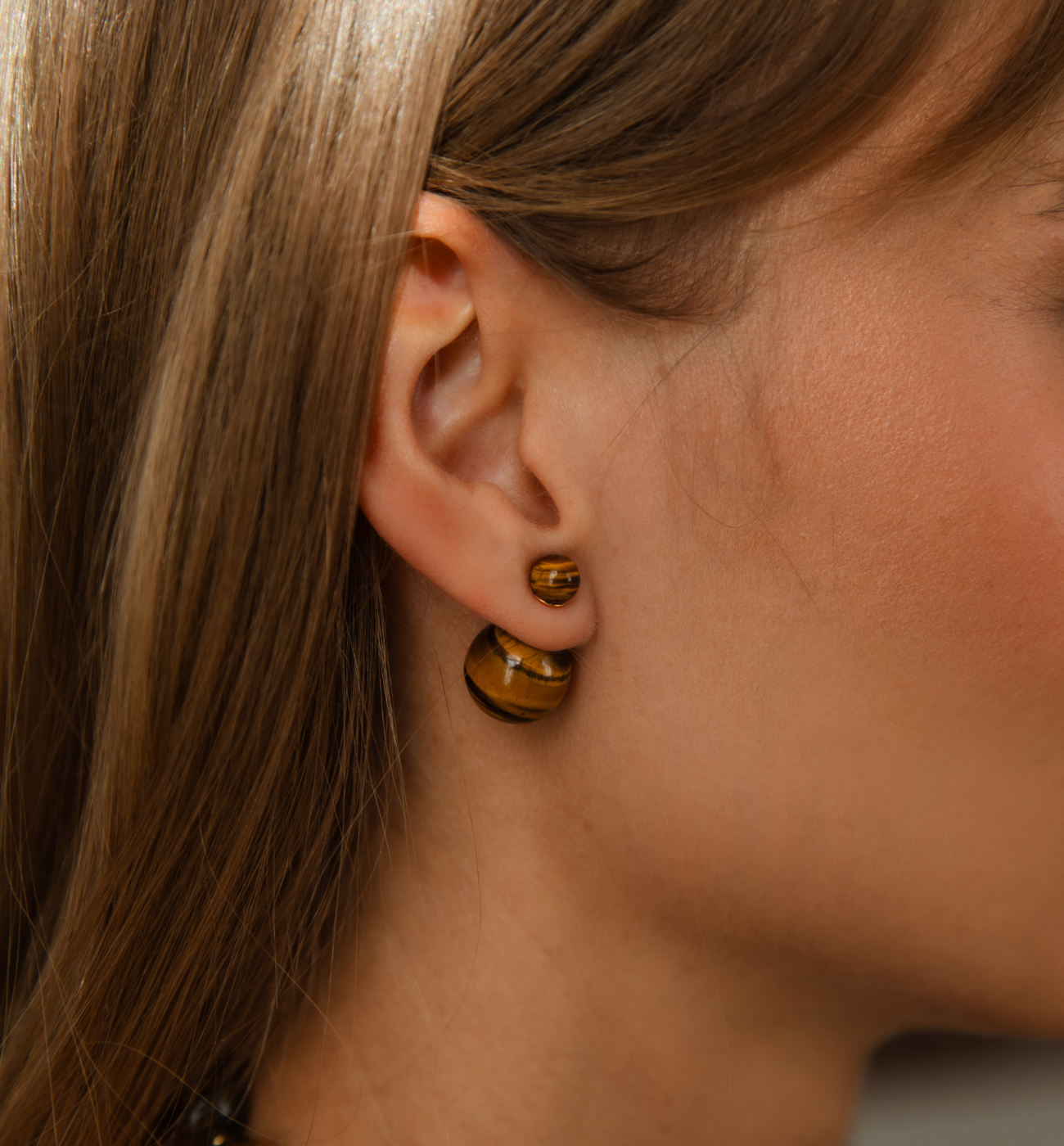 Kolczyki kulki z tygrysim okiem Orianne KSY0076