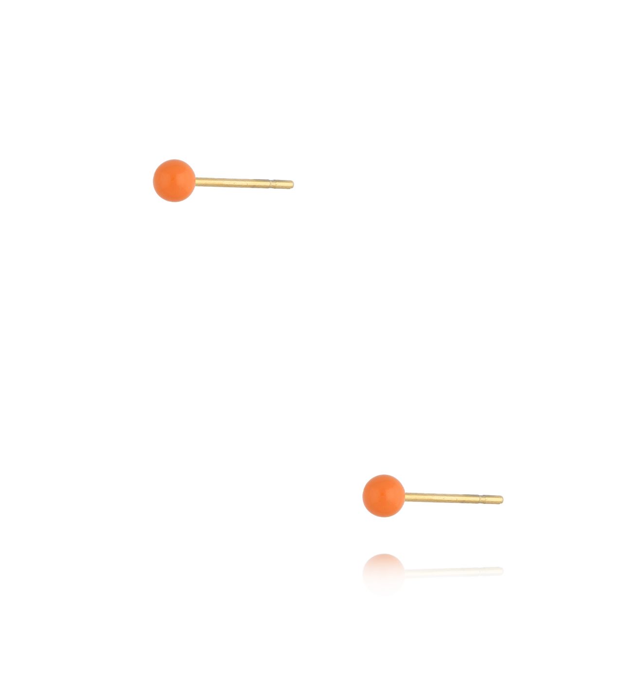 Kolczyki złote kulki z pomarańczową emalią 3 mm Enamel Balls KSA1443