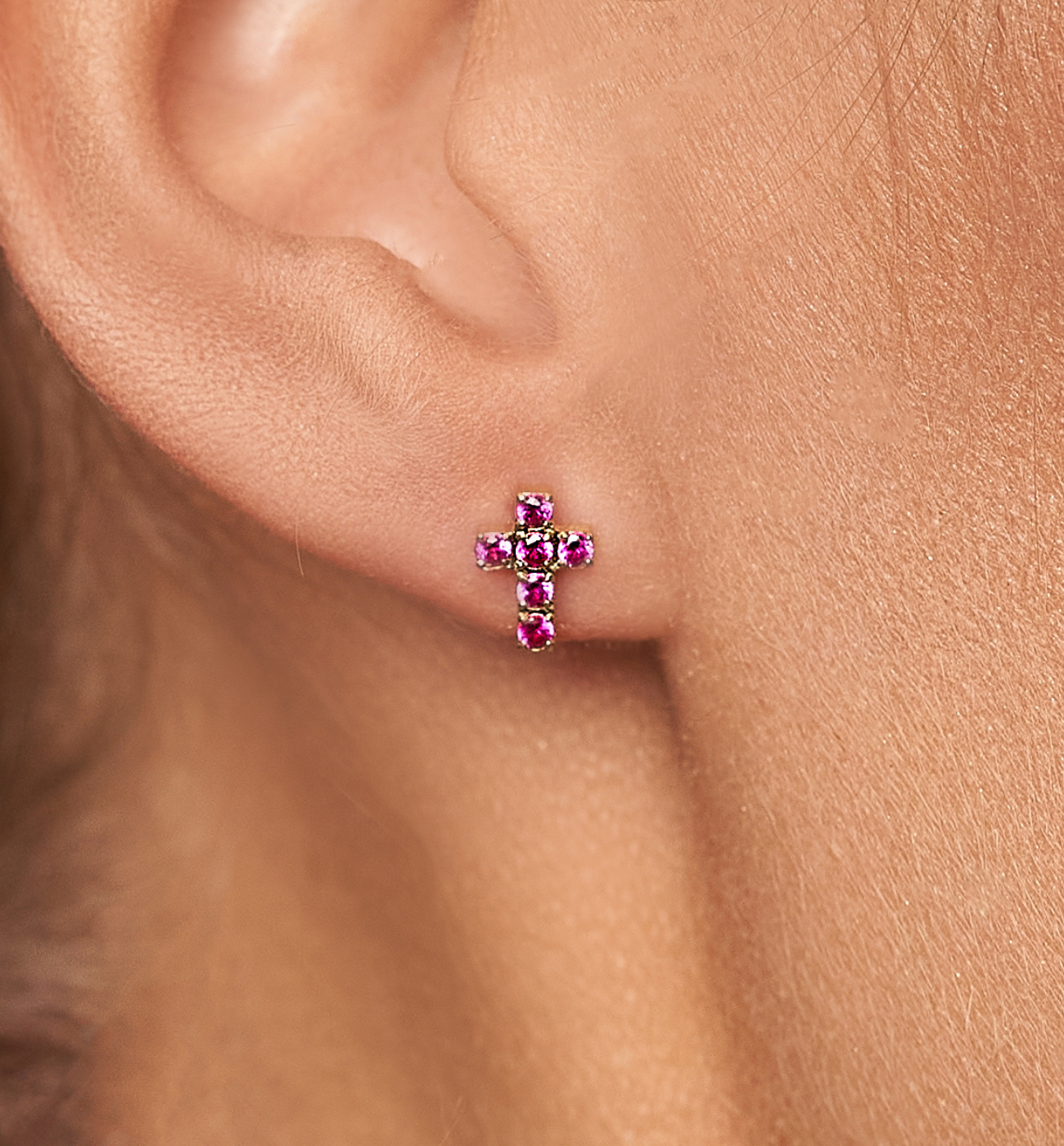 Kolczyki złote krzyżyki z cyrkoniami Cristal Cross KSA0943