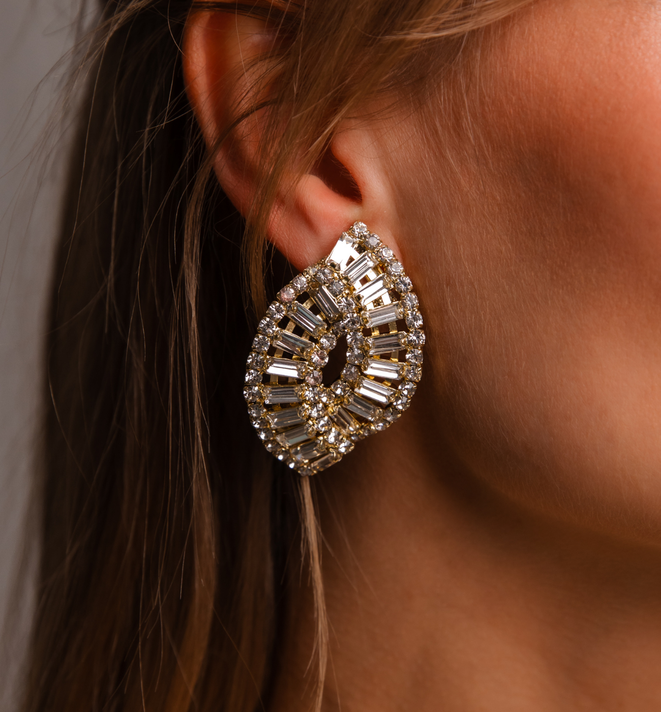 Klipsy z kryształami duże transparentne KSS1970