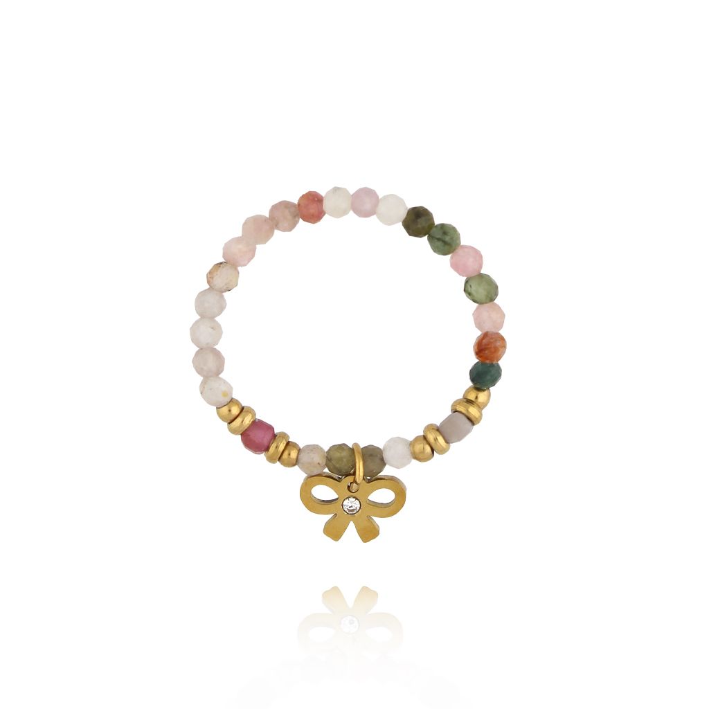 Pierścionek z turmalinami i kokardką PTW0556