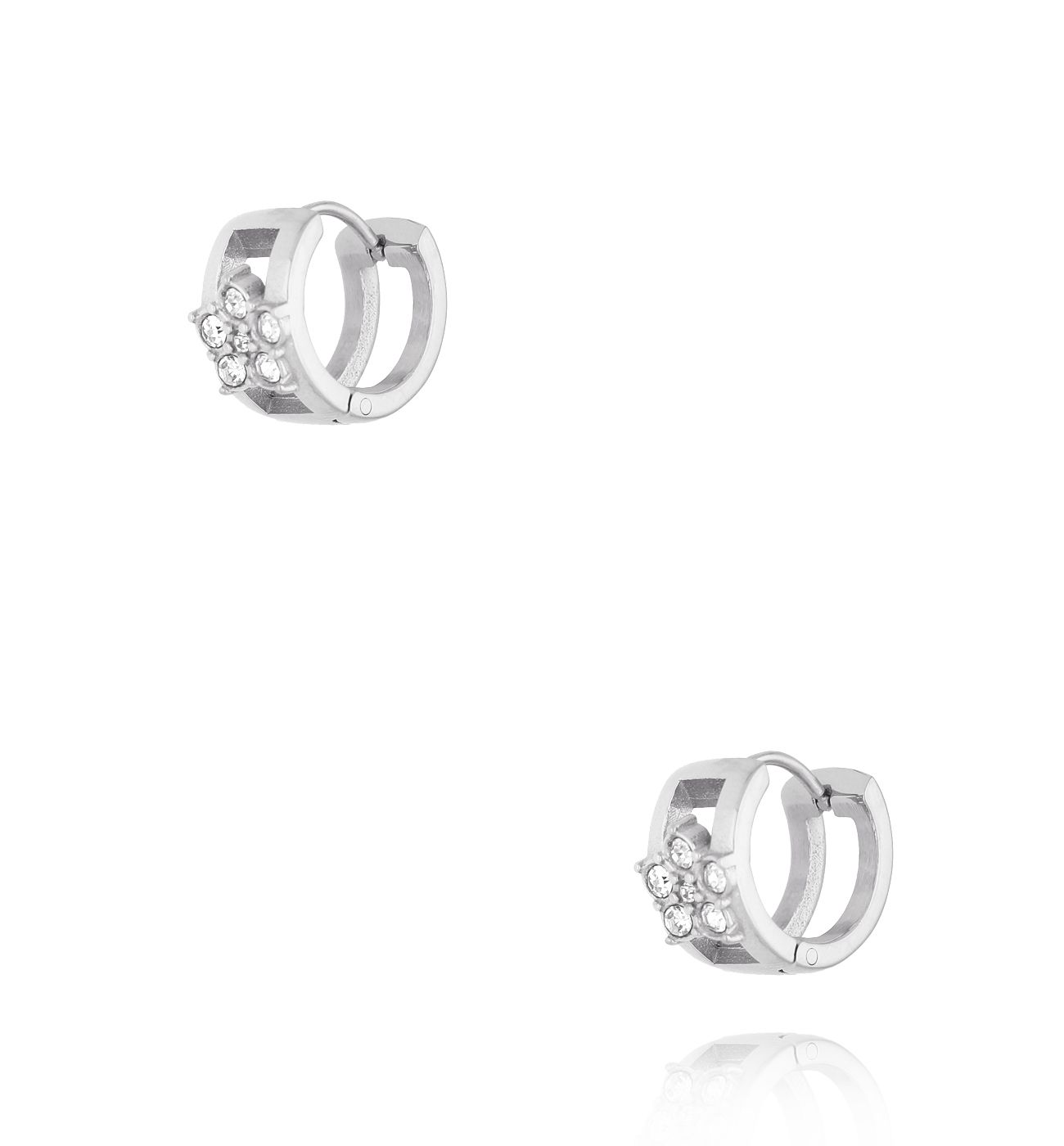 Kolczyki z kwiatkami kółka srebrne - By Dziubeka