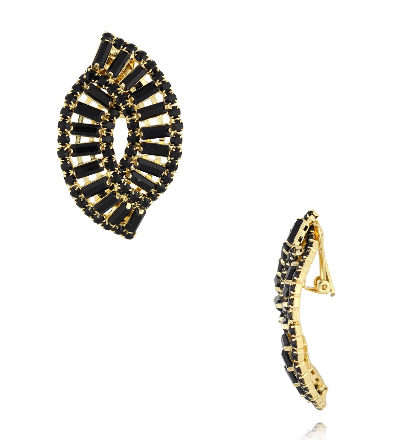 Klipsy z kryształami duże czarne KSS1975