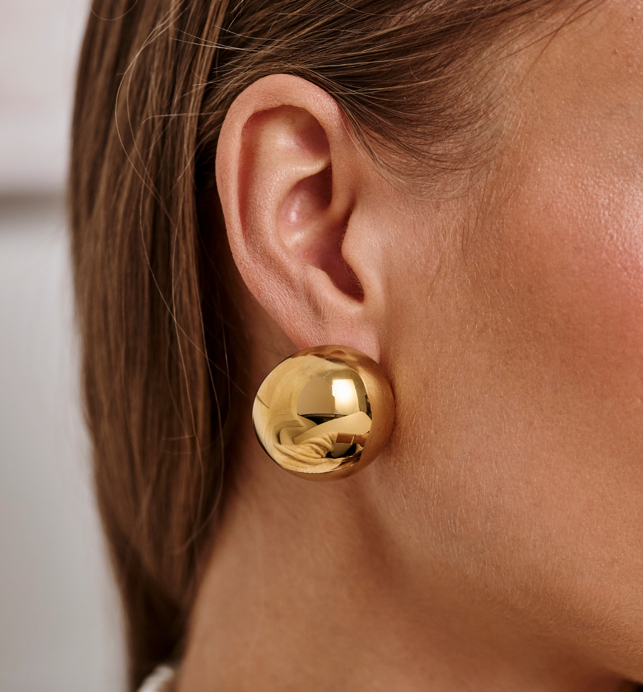 Kolczyki złote pół kulki duże City Glam KSA1906