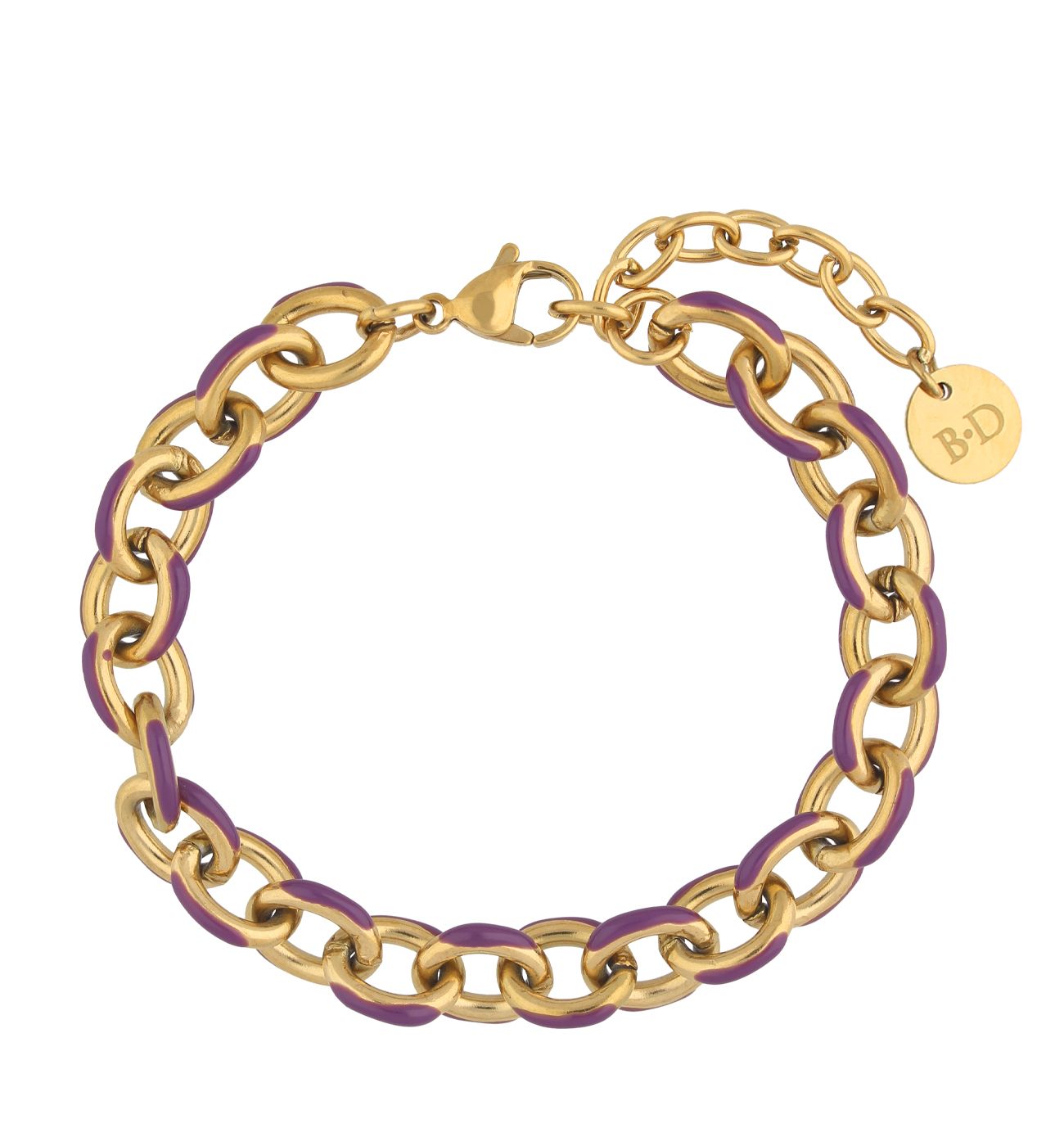 Bransoletka z łańcuchem z fioletową emalią BSA0914