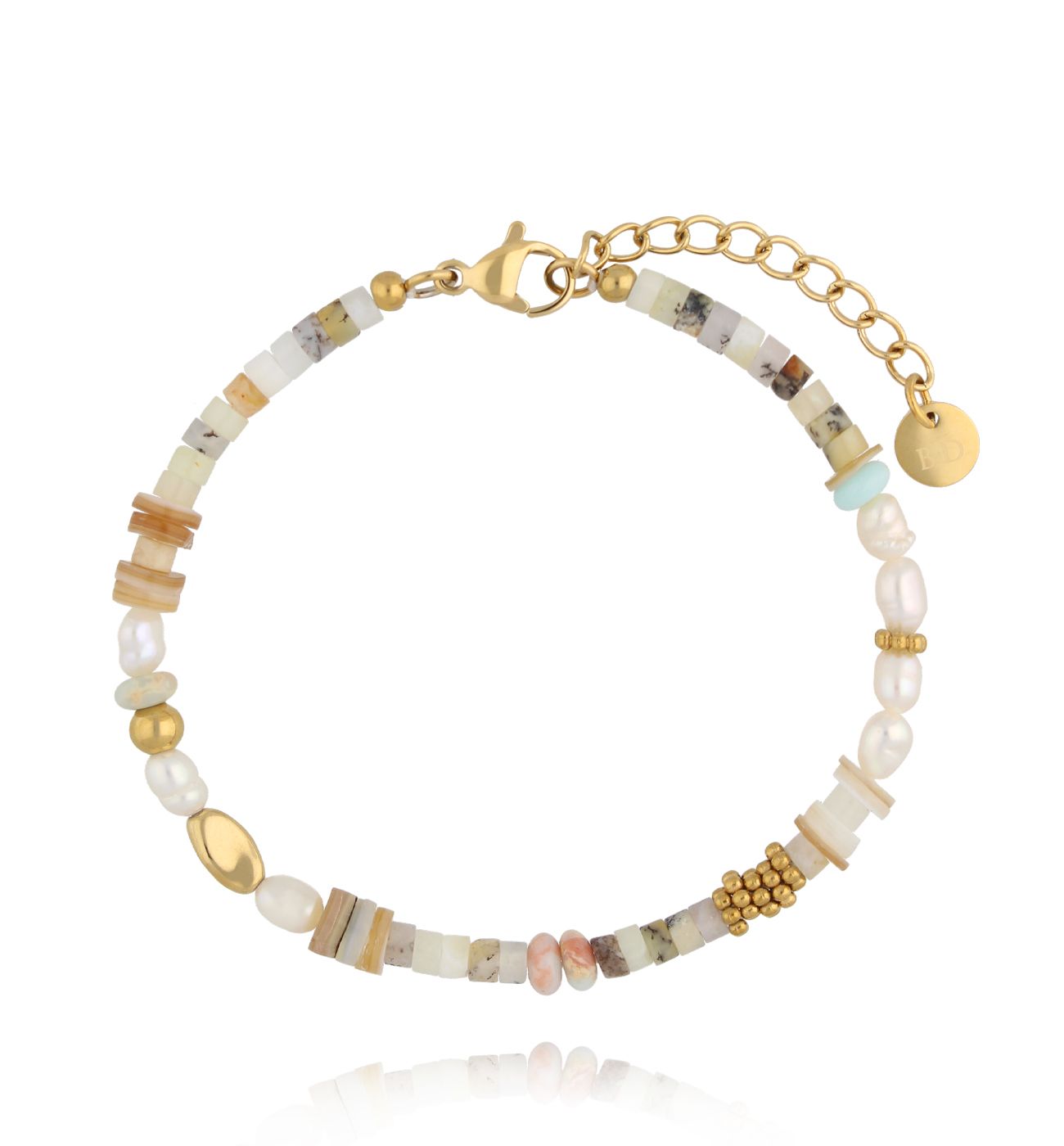 Bransoletka z pereł i naturalnych kamieni w odcieniach ziemi BSC2349