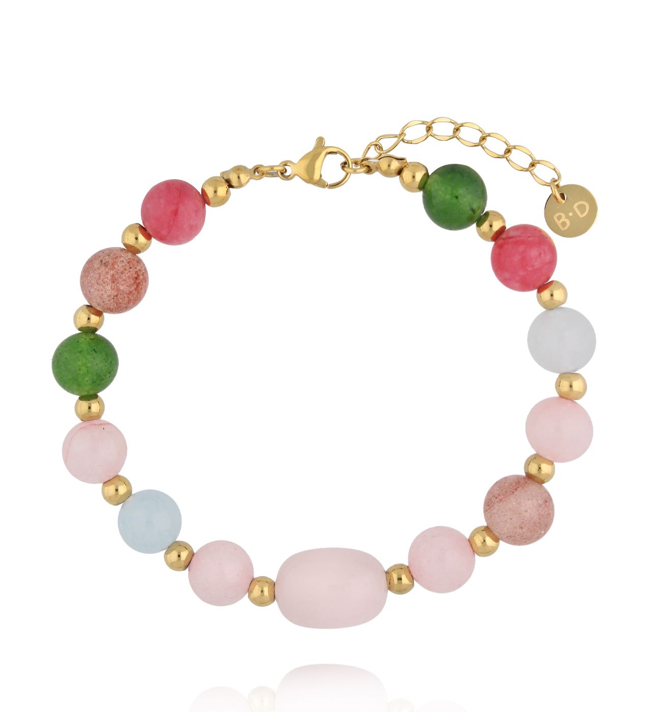 Bransoletka z naturalnych kamieni w pastelowej kolorystyce - By Dziubeka