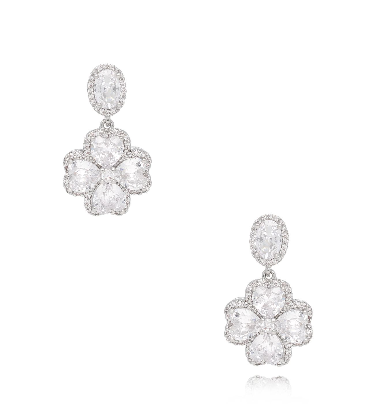 Kolczyki kryształowe koniczynki srebrne Trèfle KSS1488