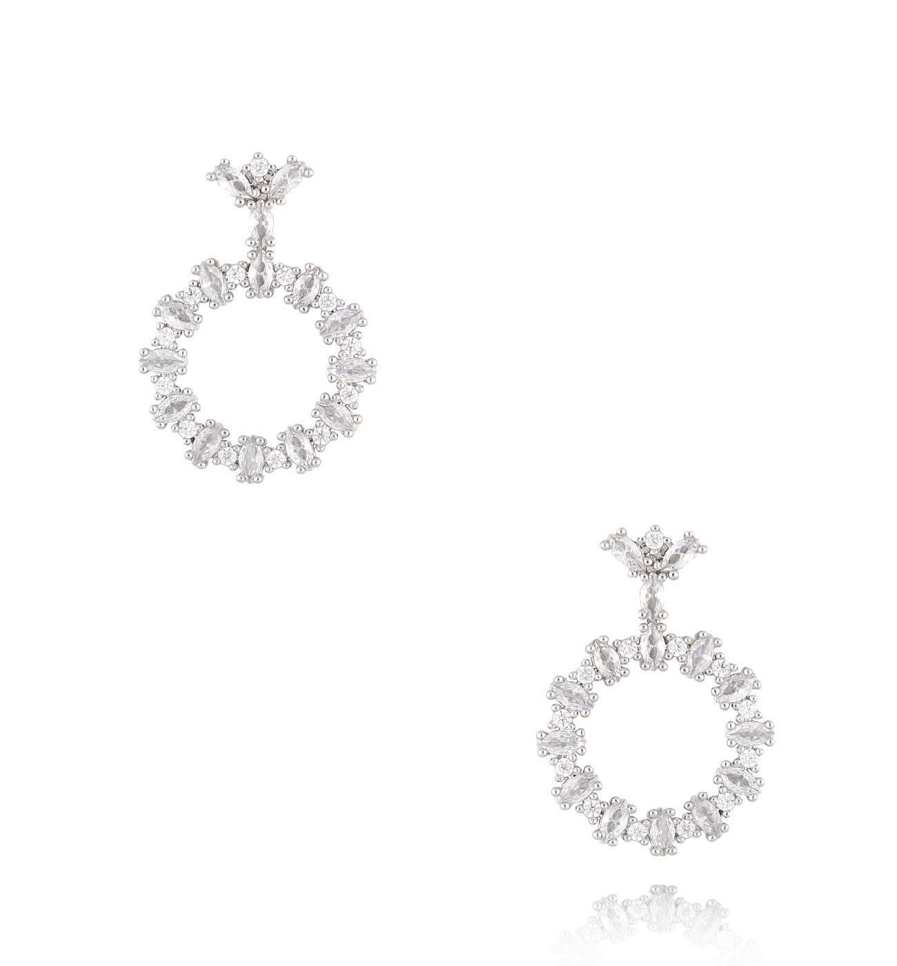 Kolczyki okrągłe z kryształkami srebrne Natori - By Dziubeka