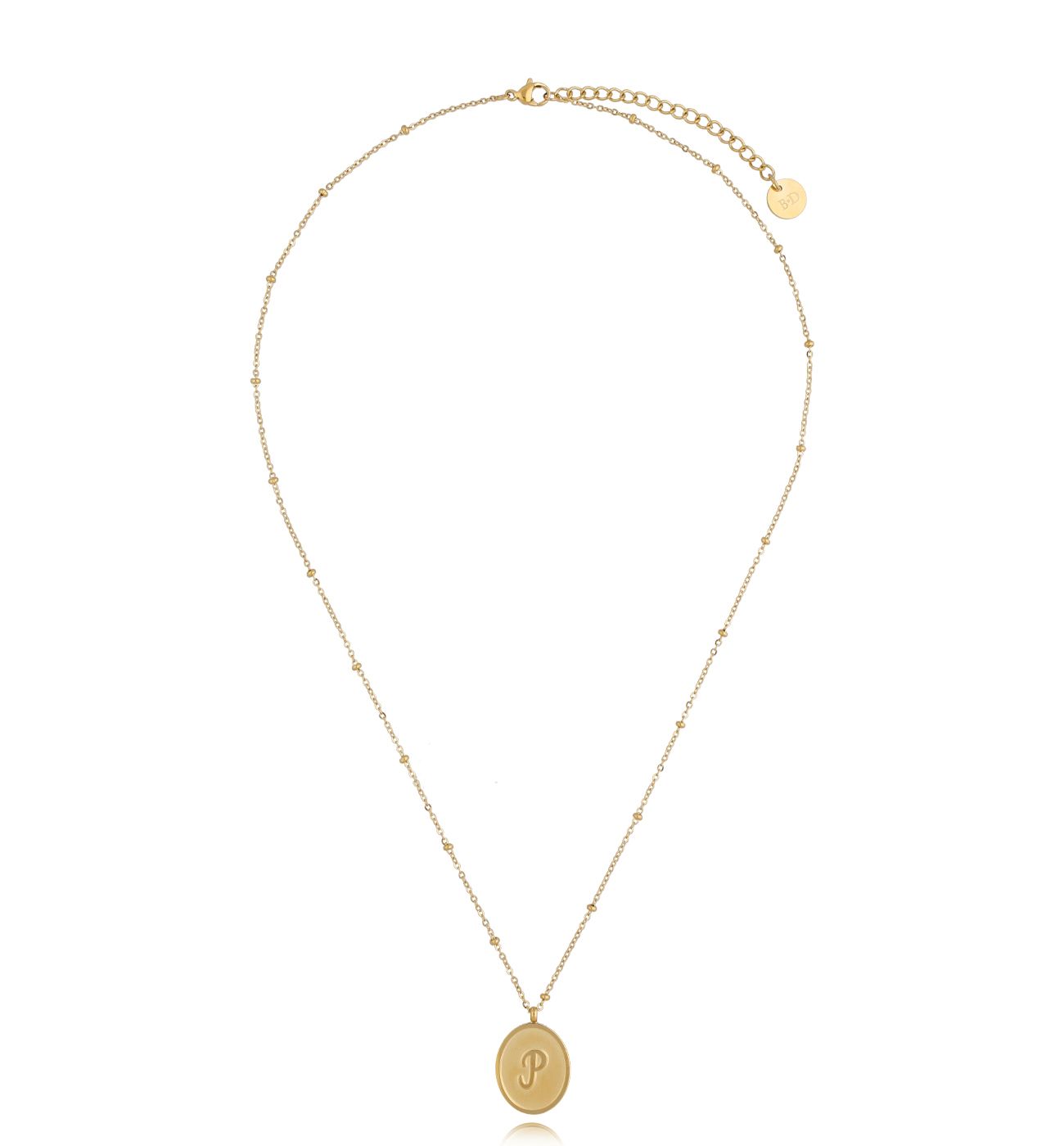 Naszyjnik złoty z literką P Vintage Alphabet - By Dziubeka