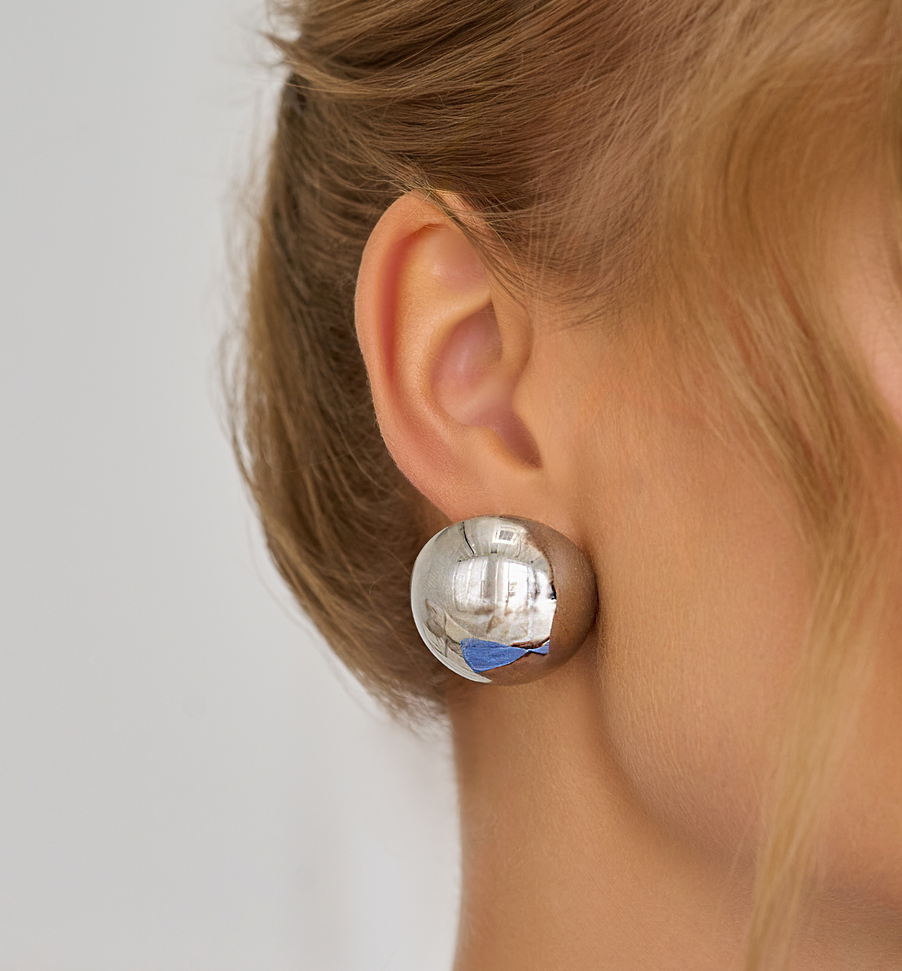 Kolczyki srebrne pół kulki duże City Glam KSA1905