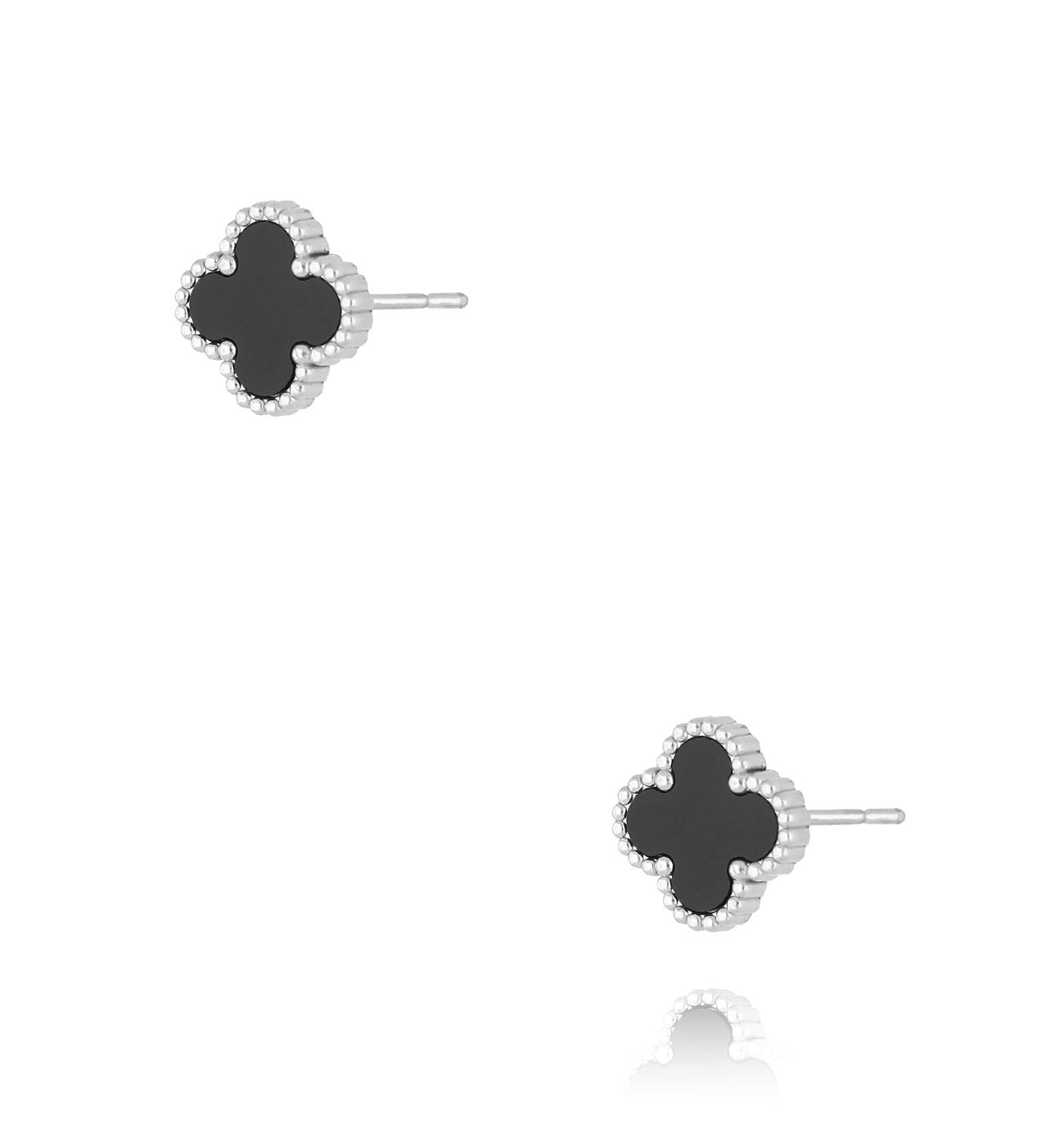 Kolczyki z koniczynką czarne srebrne Luck in Leaves KSY0186