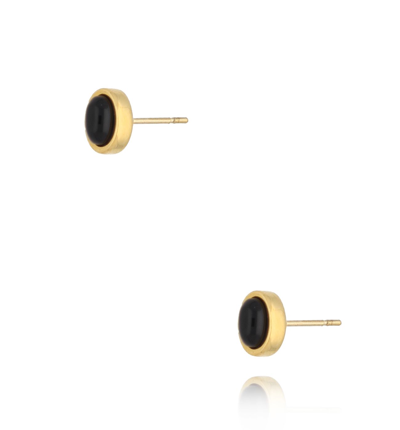 Kolczyki złoty z czarnym agatem Dazzle - By Dziubeka