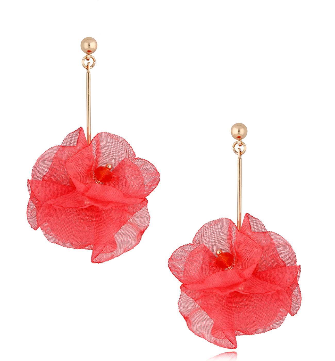 Kolczyki z szyfonu malinowe Cherries KBL1519