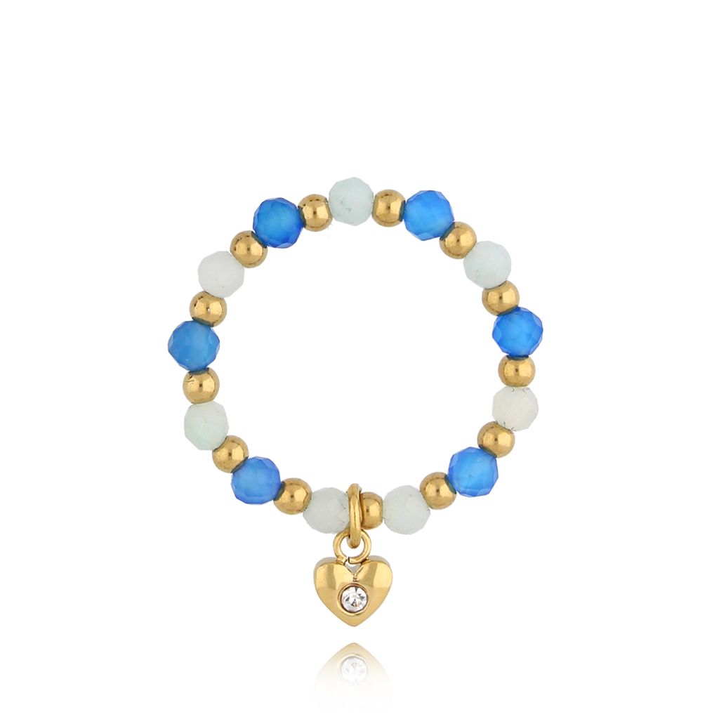 Pierścionek z niebieskimi agatami Phosphor PSC0523