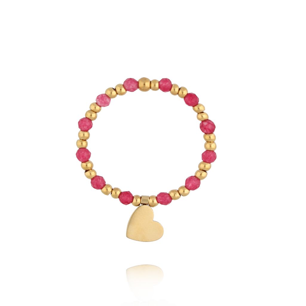 Pierścionek z różowymi turmalinami i sercem Wildhaven PSC0418