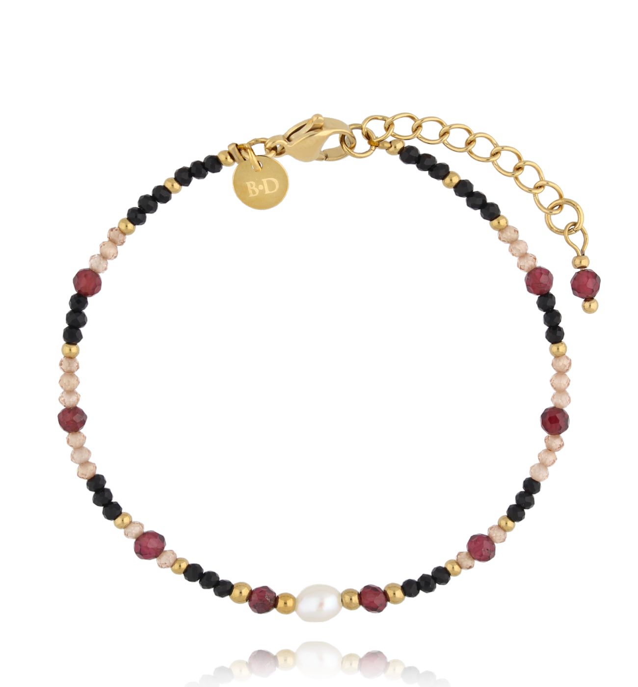 Bransoletka czarno bordowa z kamieniami naturalnymi Latifa - By Dziubeka