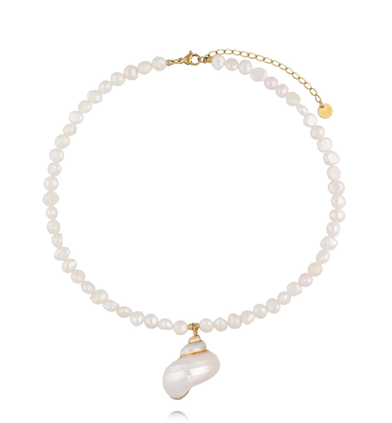 Naszyjnik z pereł z zawieszką z muszli - By Dziubeka