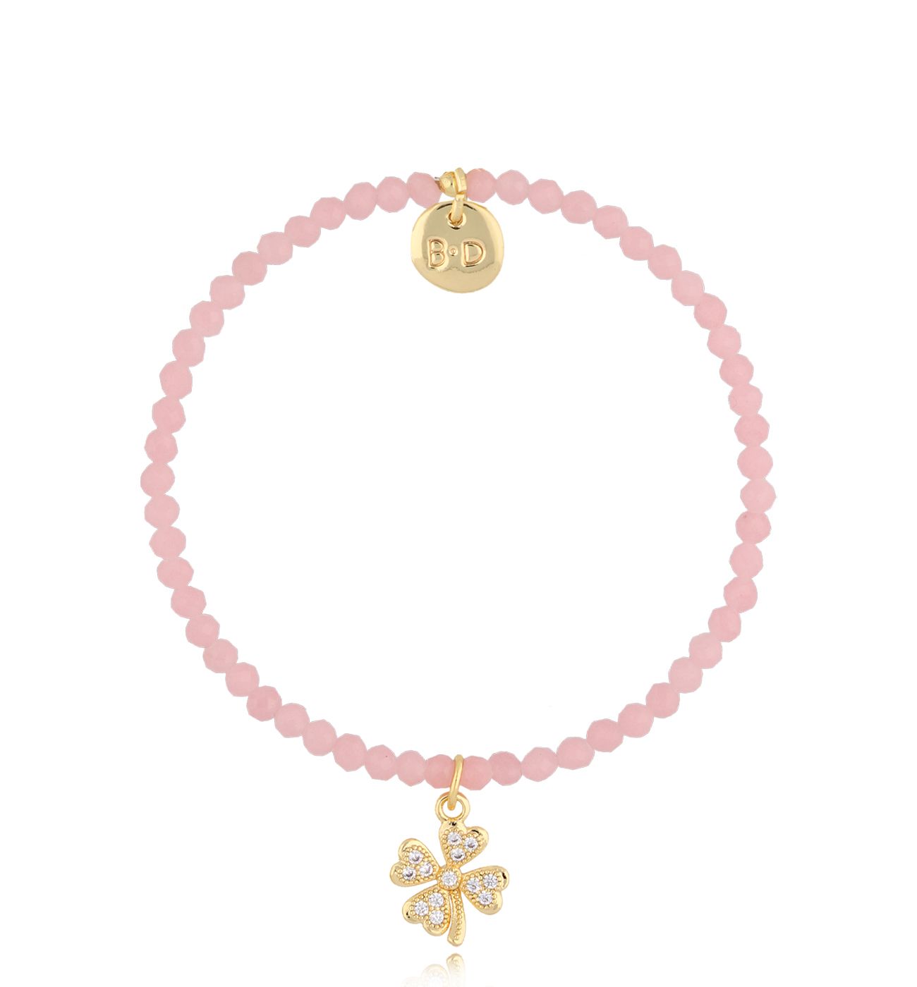 Bransoletka różowa z koniczynką Alfdis BTW1818