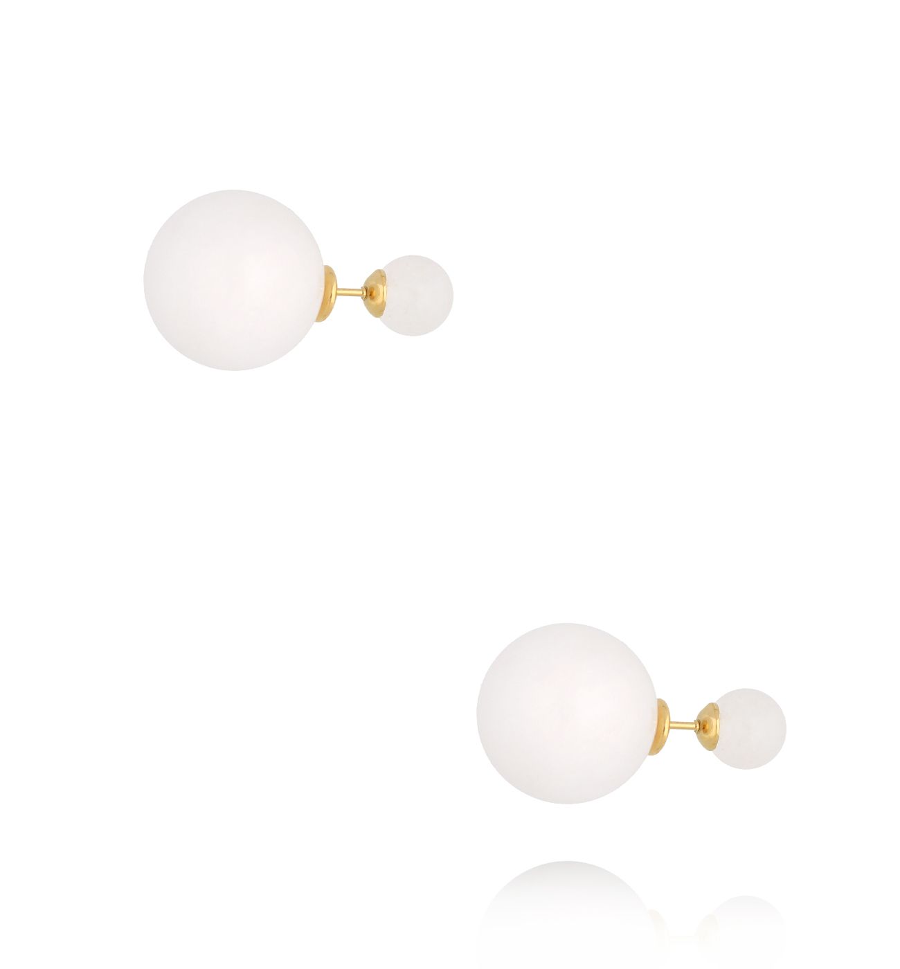 Kolczyki kulki z białymi jadeitami Orianne KSY0226 - By Dziubeka