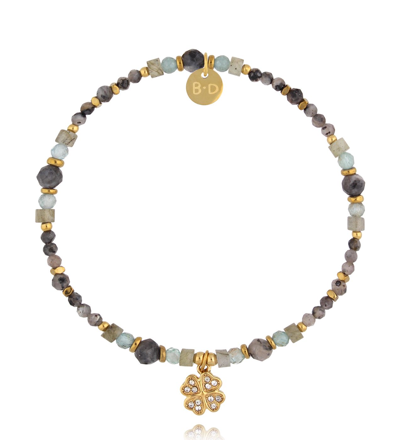 Bransoletka z naturalnych kamieni z zawieszką koniczynki BTW3557