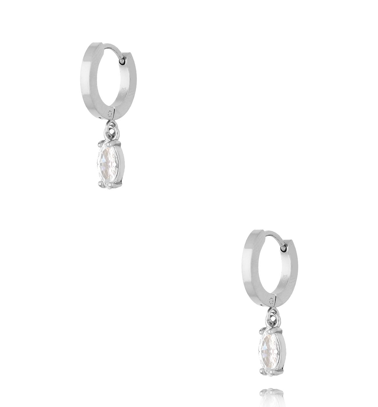 Kolczyki okrągłe z kryształkiem srebrne - By Dziubeka