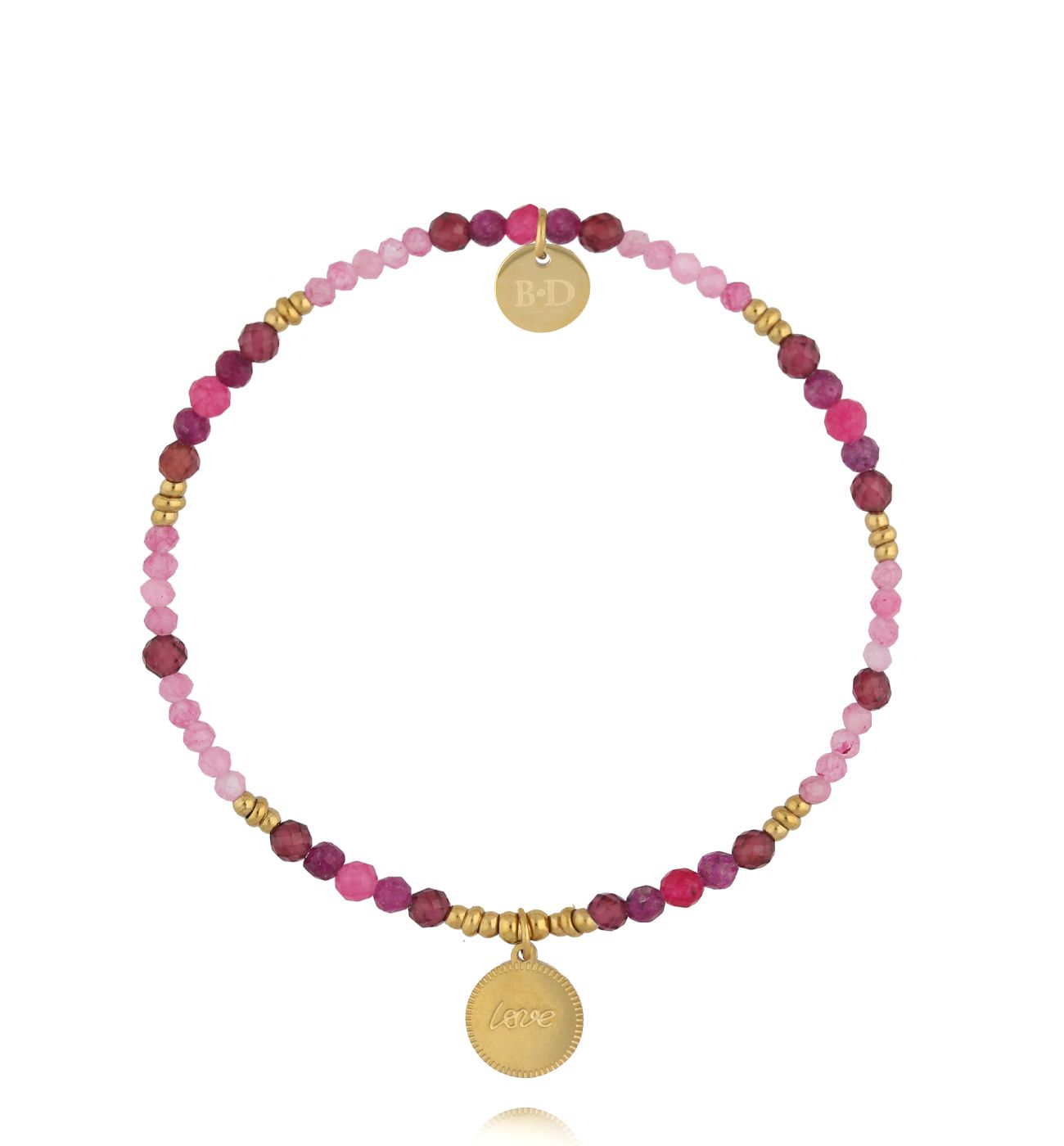 Bransoletka z naturalnych kamieni z medalionem „Love” - By Dziubeka