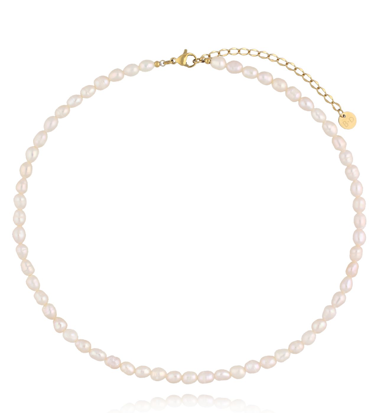 Naszyjnik klasyczny z białych pereł o średnim rozmiarze - By Dziubeka
