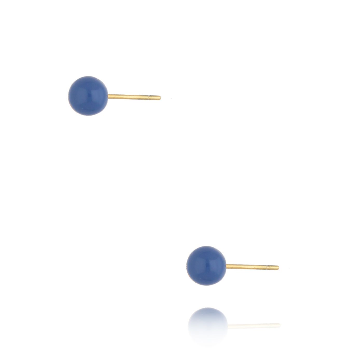 Kolczyki kulki z niebieską emalią 5 mm Enamel Balls - By Dziubeka